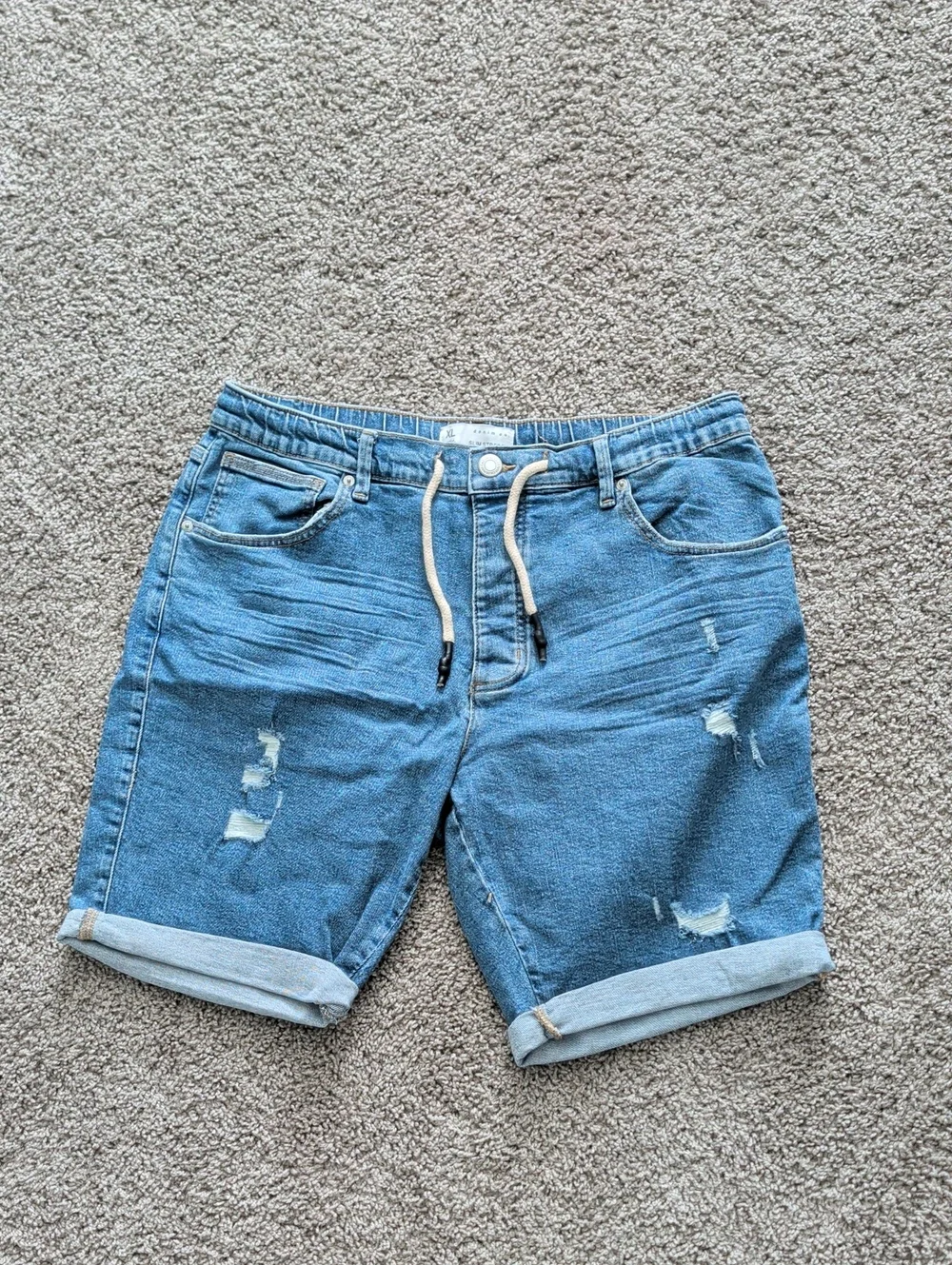 Men's Primark Blue Distressed Denim Shorts Size XL